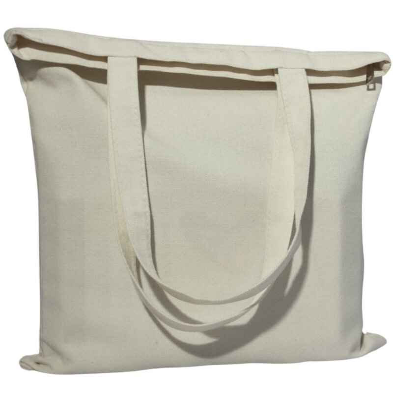 Bolsa de Tela Blanca con Cremallera y Bolsillo