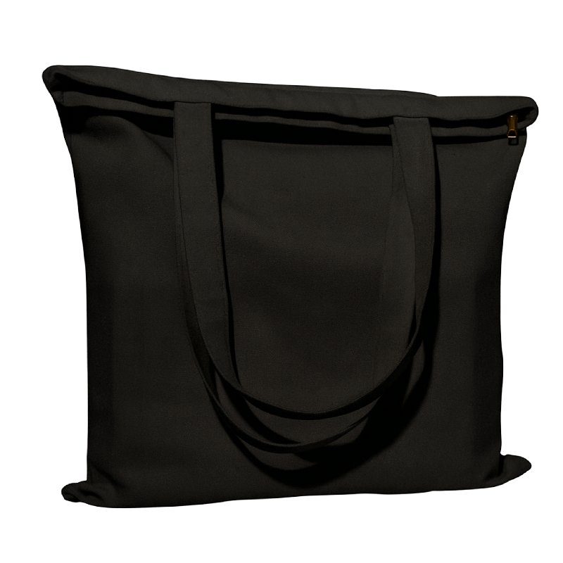 Bolsa de Tela Negra con Cremallera y Bolsillo